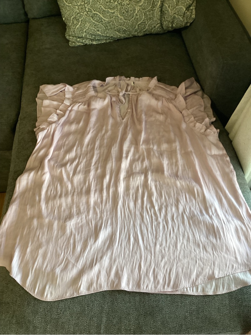 Light Lavender Ruffle Sleeve Women's Blouse